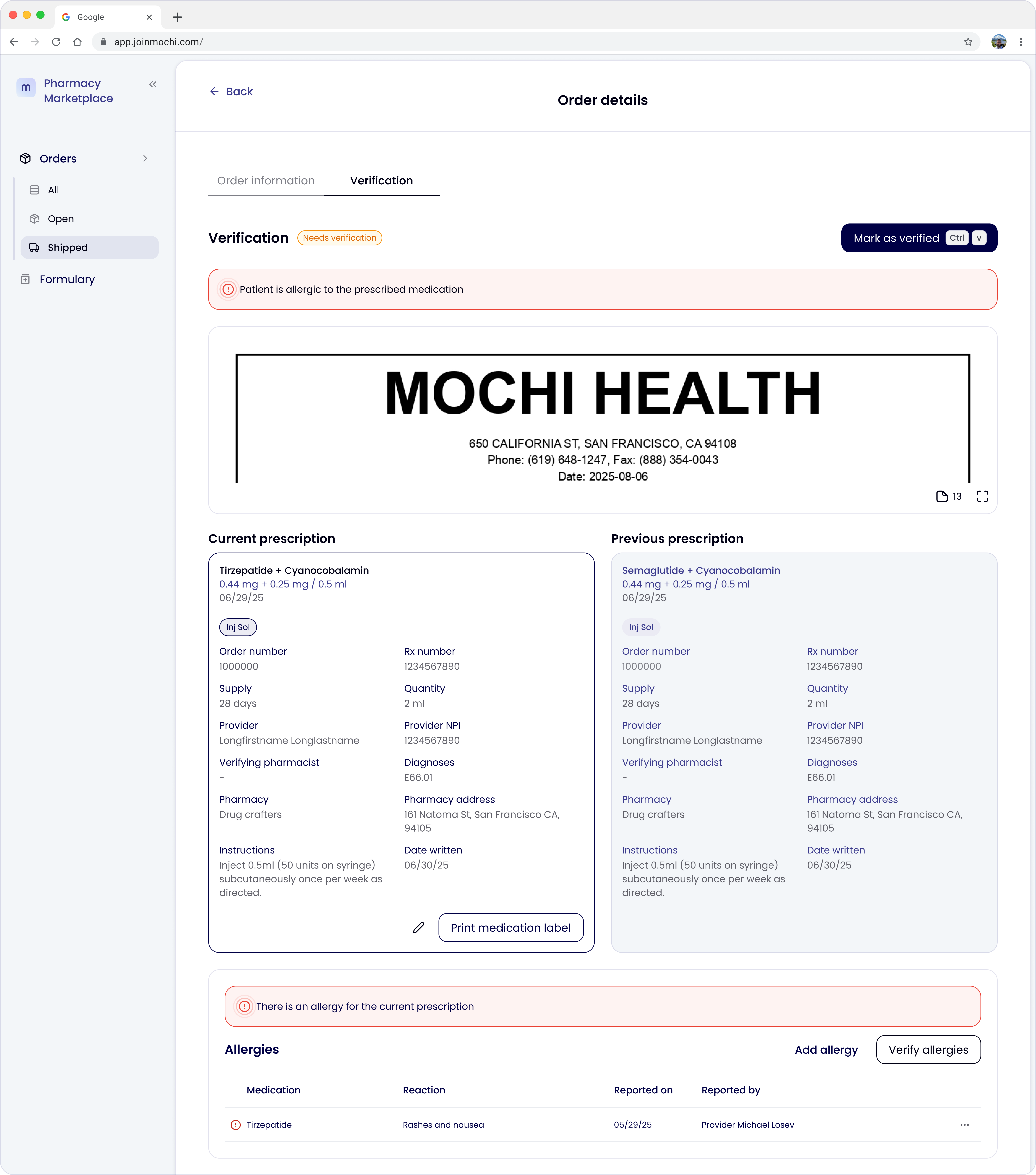 Allergy & drug-interaction alerts